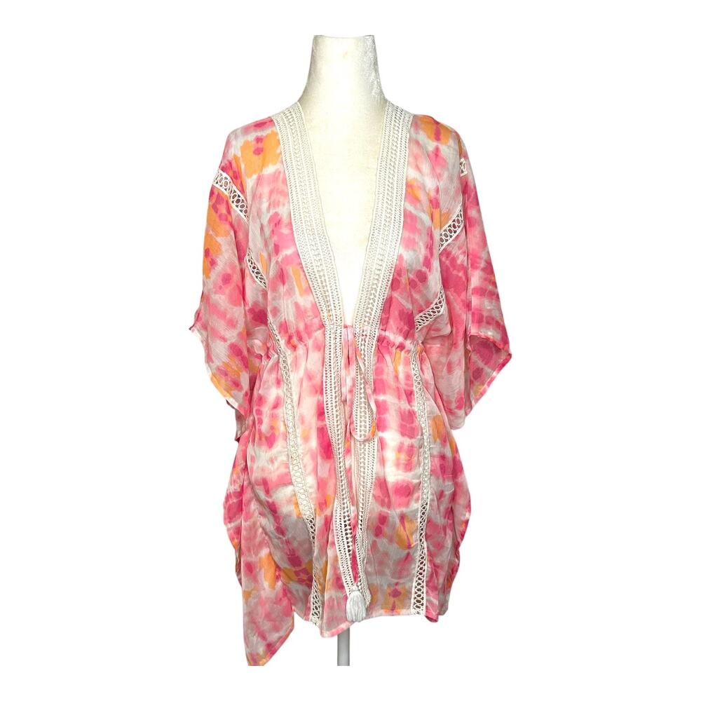 Steve Madden Tie Dye Kimono Swim Cover Up Pink New with Tags